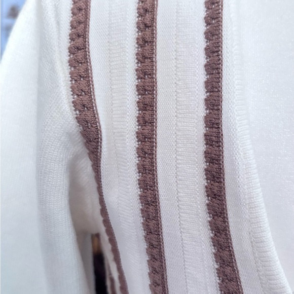 A-Line Sweater Dress cream and tan vertical stripes - Picture 15 of 16